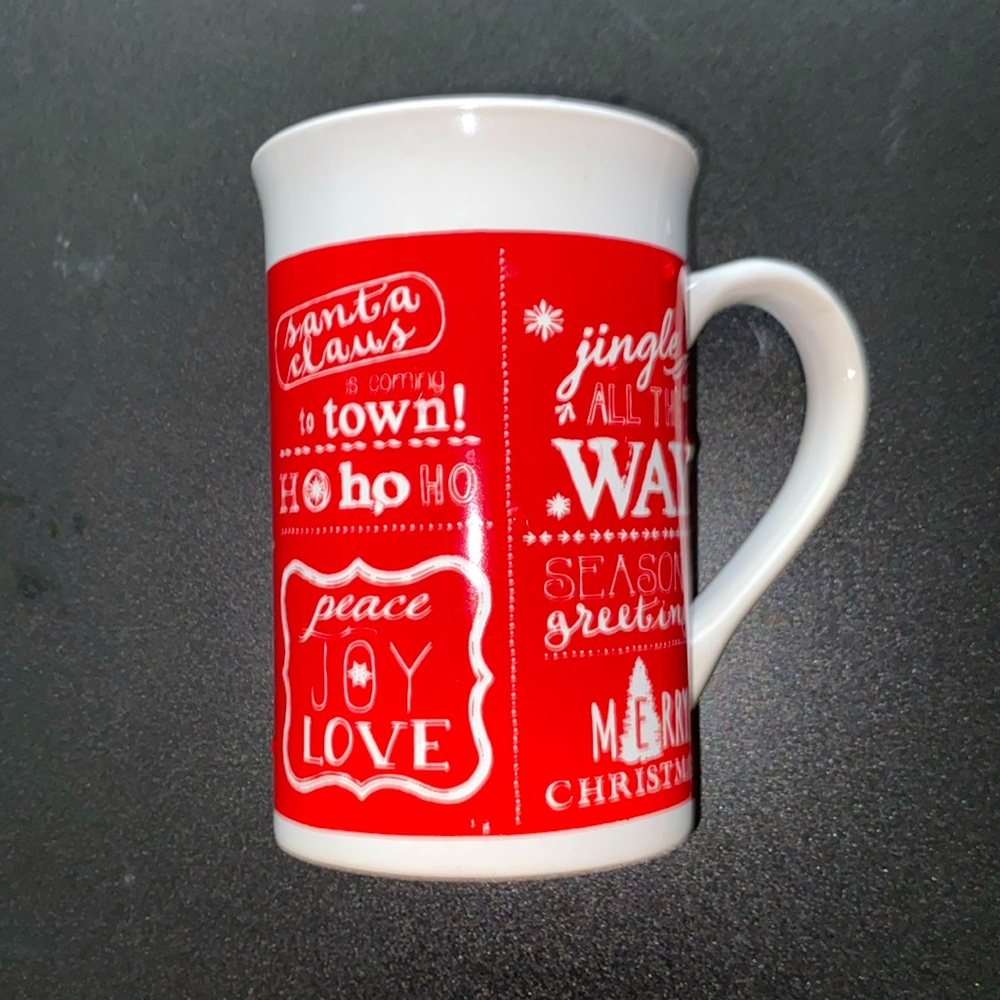 ROYAL NORFOLK COFFEE TEA MUG HOLIDAY CHRISTMAS RED & WHITE SKINNY 12oz Ho Ho Ho